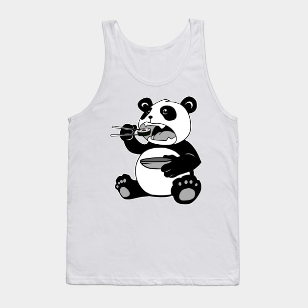 Panda Eating Sushi Cute Japanese Kawaii Panda Tank Top by Dojaja